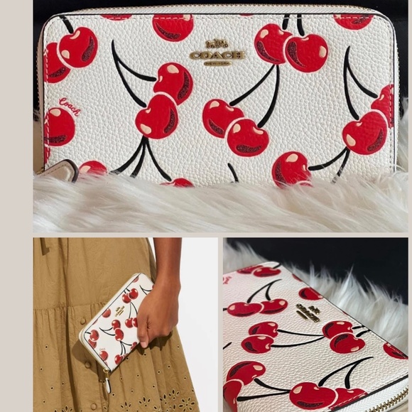 NWT Coach Retail Cherry Large Accordion Zip Wallet Gorgeous! - Picture 10 of 10